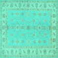 thumbnail image 1 of Ahgly Company Machine Washable Indoor Square Oriental Turquoise Blue Traditional Area Rugs, 3' Square, 1 of 4