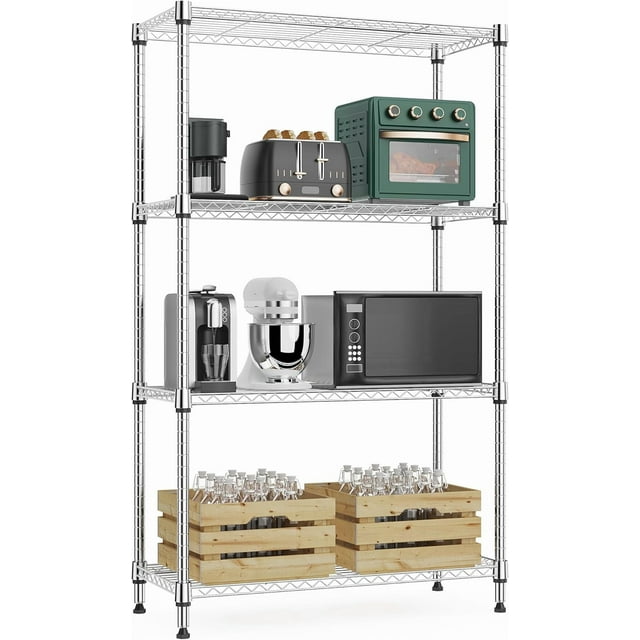 Étagères de Rangement Étagères en Fil Unité d'Étagères de Rangement en Métal Robuste Étagère de Garage Réglable Garde-Manger Cuisine