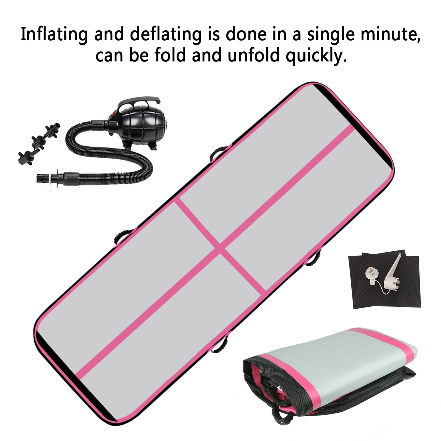 Pink 8m/26ft Inflatable Air Track Tumbling Gymnastic Mat Floor Home