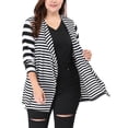 thumbnail image 6 of MODA NOVA Juniors' Plus Size Long Sleeve Mixed Striped Cardigan, 6 of 6