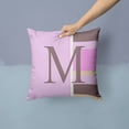 thumbnail image 2 of Carolines Treasures CJ1005-MPW1414 Letter M Initial Monogram - Pink Stripes Decorative Canvas Fabric Pillow 14Hx14W, 2 of 4