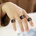 thumbnail image 3 of KeyStyle Letter Initial Rings for Women Men Black Plated Cuff Statement Rings Adjustable Personalised Jewelry Mother's Day Gift for Mom, 3 of 10