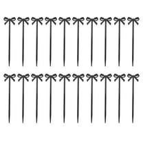 FRCOLOR 20pcs Black Bow Cocktail Picks for Party Use, Sturdy Material, and Christmas Appetizer Decor