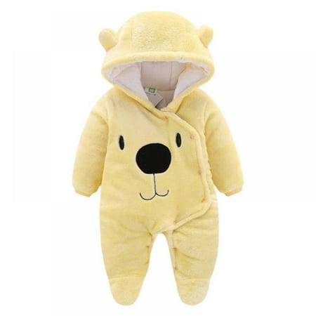 

Baby Hooded Jumpsuit Snowsuit Cute Footies Jumpsuit Thick Warm Outwear Winter Coat Romper Warm Romper
