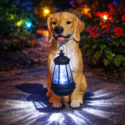 WONDER GARDEN 12.9 Dog Ornaments Decoration Garden Statue, Solar Lights