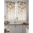 thumbnail image 2 of Orange Green Eucalyptus Leaves Curtains 54 Inch Length,Sheer Curtains for Bedroom Living Room Window Fall Botanical Rustic Rod Pocket Voile Drapes Kitchen Curtains Small Half Window 52"x54" 2 Panels, 2 of 7
