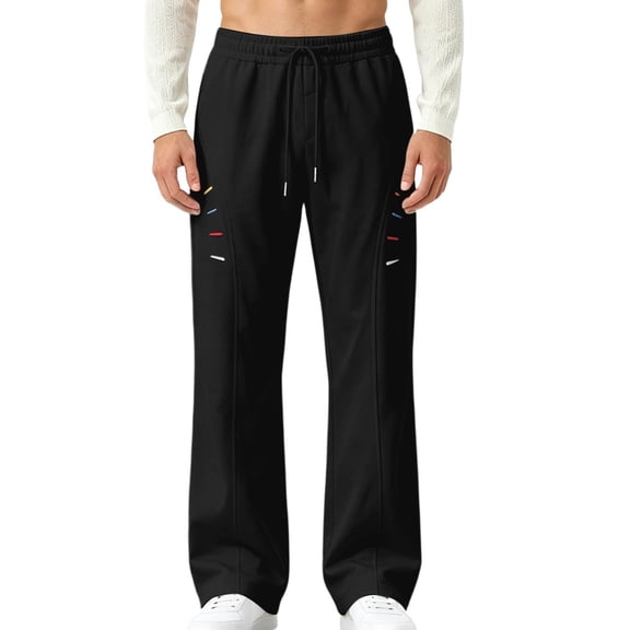 Elvqul Mens Pants Big and Tall Trousers for Men Wide Leg Elastic Waist Bottoms Casual Relaxed Fit Classic Fit Solid