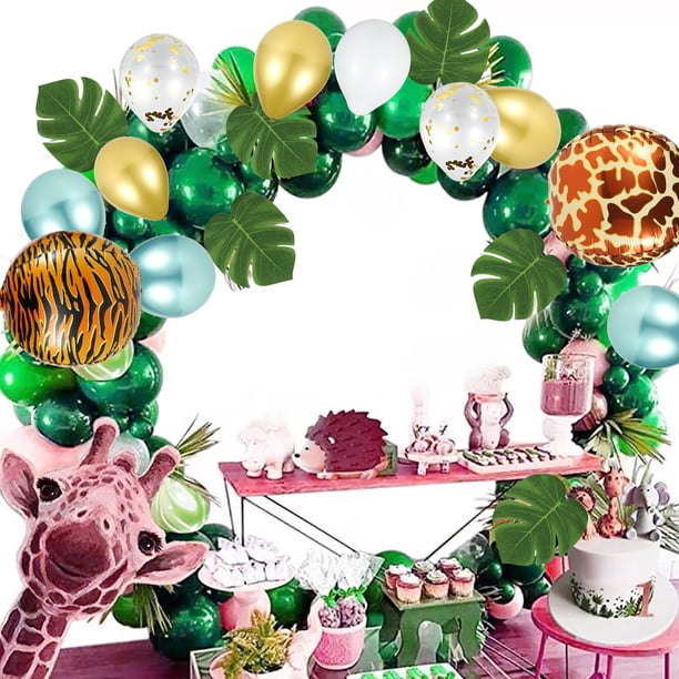 Muyoka Kit de arco de globos surtidos con tema Tropical Jungle Safari para niños y niñas, globos para fiesta de cumpleaños, Kit de globos de látex reutilizables de 103 Uds. Muyoka Hogar