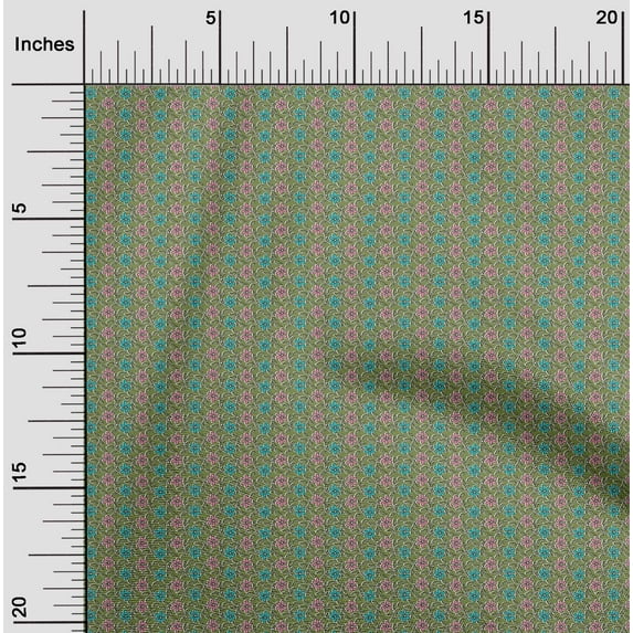 oneOone Organic Cotton Poplin Twill Fabric Leaves & Floral Block Print Fabric BTY 42 Inch Wide