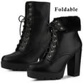 thumbnail image 2 of Unique Bargains Bottines à Plateforme à Talon Épais à Lacets Pliables pour Femmes, 2 of 7