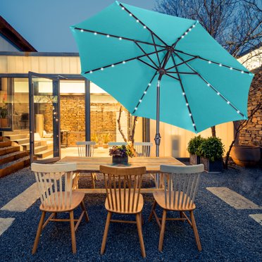 STRONG CAMEL Brand New 9' 80LED Light Sunshade Solar Patio Umbrella with Tilt Crank Outdoor
