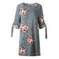 thumbnail image 3 of Robe une-Pièce à Manches Longues pour Femmes, Col Rond, Motif Floral, Coupe Ample, 3 of 4
