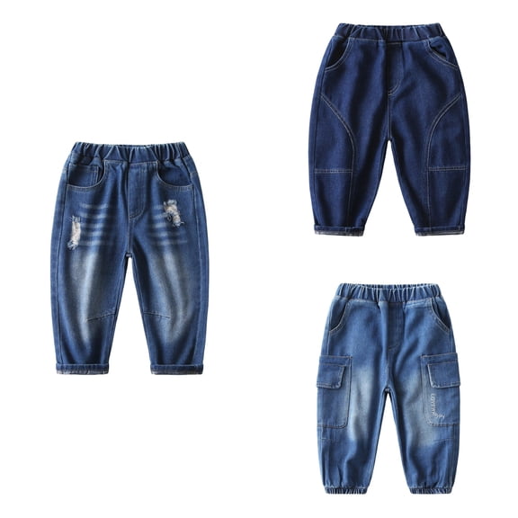 Antinious Toddler Boys Denim Pants Solid Casual Pants Daily Wear Long Jeans Trousers,Boys Girls Jeans,Kids Pants,110,