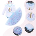 thumbnail image 3 of IDOPIP Baby Girl 1st Cake Smash Birthday Outfit Sequin Butterfly Romper Tutu Skirt with Headband, 3 of 8