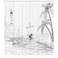 thumbnail image 3 of Ambesonne Beach Shower Curtain, Sketch with Boat Palms, 69"Wx75"L, Black and White, 3 of 3