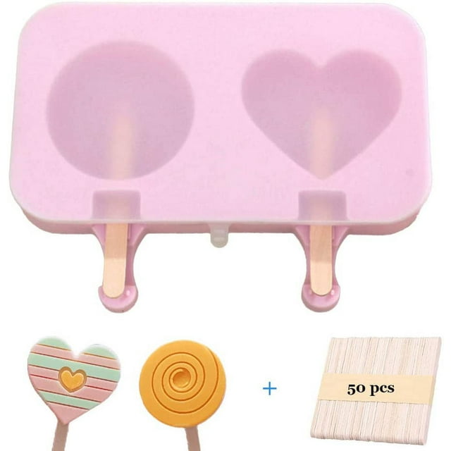 Moule à Crème Glacée, Moule en Silicone Réutilisable de Qualité Alimentaire avec 50 Glaces en Bois Violet Classique, Outil de Moule à Crème Glacée DIY