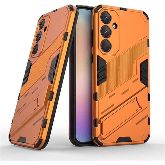Case for Galaxy S23 FE,Military Protection [Built-in Kickstand] Dual-Layer Heavy Duty TPU PC Shockproof Antiskid Thermolysis Phone Case for Samsung Galaxy S23 FE 5G,6.4 inch 2023 (Orange)