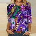 thumbnail image 2 of Jinhomg Sparkly Shirts for Women Novelty Mardi Gras Sequin Tunic Tops Holiday Casual Comfy 3/4 Sleeve Carnival Themed Blouse Going Out Wear Multicolor M, 2 of 6