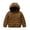 Brown, variant on Xingjin Boys Winter Coat, Kids Winter Jacket with Hood, Boys Puffer Jacket with Full Zip and Multi Pockets, Lightweight Warm Outerwear for Cold Weather