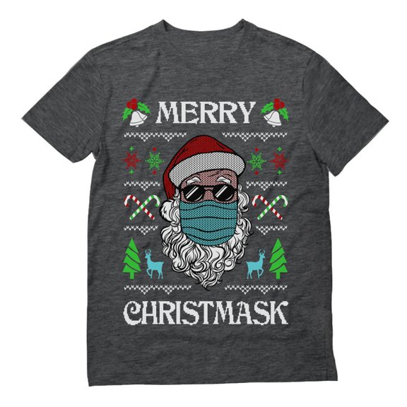 Tstars Mens Merry Christmask 2020 Quarantine Santa Claus Face Mask Ugly Christmas T Shirt