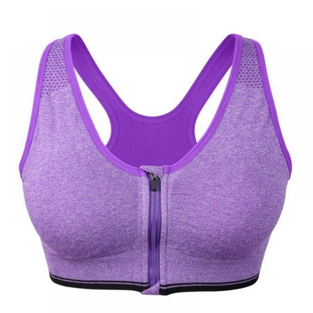 

M-4XL Plus Size Women s Sports Bra Front Zipper Breathable Wirefree Padded Push Up Sports Top Fitness Gym Yoga Workout Bra Tops (32A-100C)