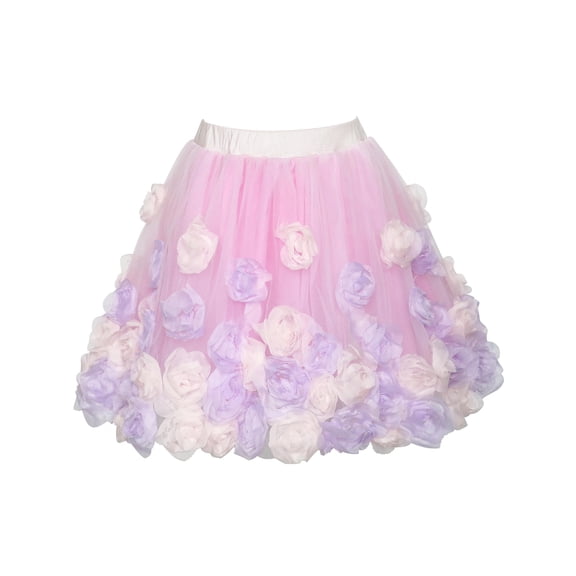 Girls Skirt Pink Rose Flower Tutu Dancing Dress 6