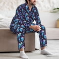 thumbnail image 7 of Fotbe Skull Flower Blue Pattern Long Sleeve Pajama Set for Men,Sleepwear Set,2-piece Loungewear Set,Soft PJs Comfy Nightwear with Pockets-XX-Large, 7 of 7
