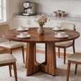 thumbnail image 5 of Round Dining Table for 4-6, PAPROOS 47'' Large Wood Kitchen Table, Dining Room Table with Wide Tabletop & Cross Base, Circle Dining Table Dinner Table for Kitchen Dining Room, Brown(Only Table), 5 of 7