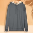 thumbnail image 4 of Women's Warm Lamb Wool Hoodie Solid Color Round Neck Long Sleeve Threaded Drawstring Casual Sweatshirt for Autumn Winter, 4 of 8