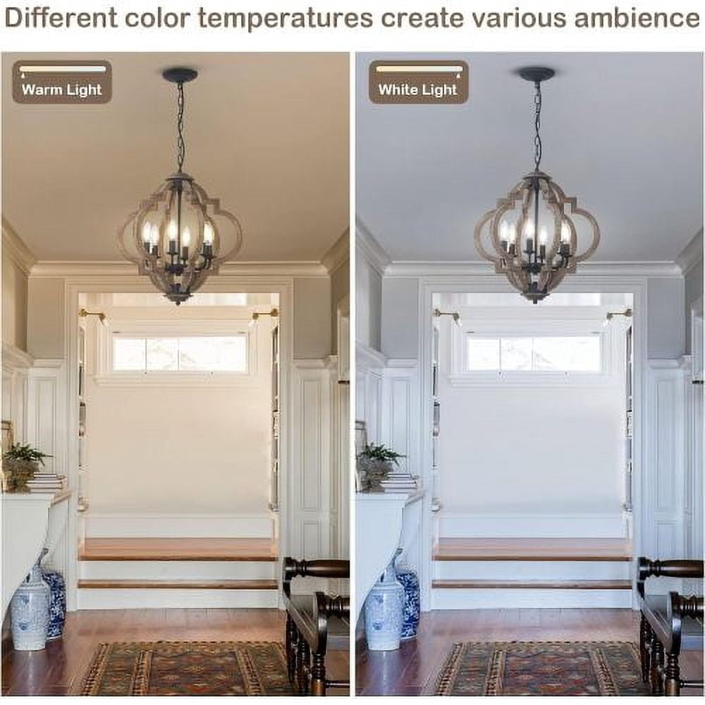 ACE-LIGHTS,18.7" Farmhouse Height Adjustable 6-Light Boho Chandeliers Dining Room Light Fixture(Bulbs Not Included),Hanging Pendant Lights for Dining Room,Living Room,Bedrooms,Kitchen,Entryway(Wood)