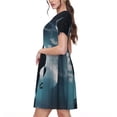 thumbnail image 2 of Honeii Moon Wolf Warrior Print Women’s Short Sleeve Dress, Comfortable Casual Dress, Soft Polyester Spandex Blend, Stylish Everyday Wear for Summer, Perfect for Travel and Vacation, 2 of 6
