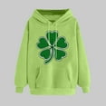 thumbnail image 2 of VBTAPA St. Patrick's Day Hoodies for Women Irish Shamrock Print Hooded Sweatshirt Lucky Clover Graphic Hoodie Loose Casual Drawstring Pullover Tops on Sale Green S, 2 of 6