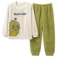thumbnail image 3 of Pijama de pareja de vellón coral para hombre y mujer, otoño e invierno, con dibujos animados, forro polar, franela gruesa y cálida, traje de manga larga para el hogar, 3 of 6