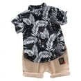 thumbnail image 2 of Uccdo 3M-4T Toddler Boys Casual Outfits Set Kids Summer Leaves Print Shirt Blouse+Shorts, 2 of 6