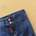 thumbnail image 2 of Medium-length high-waisted denim skirt for women, with a slit at the back, 2 of 11