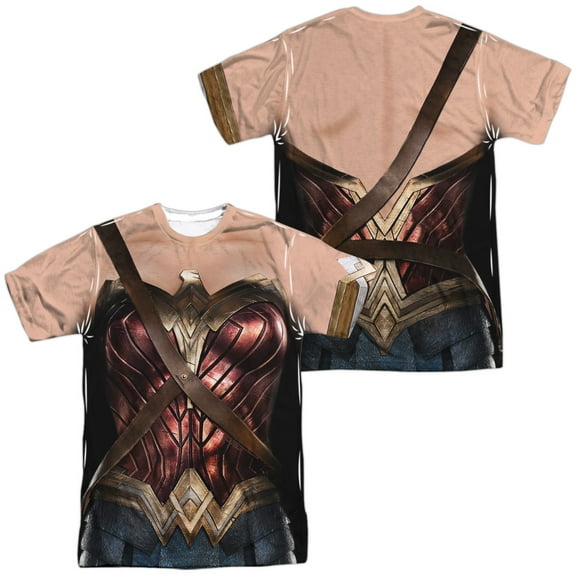 Justice League Movie Wonder Woman Uniform Unisex Adult Sublimated Costume T Shirt (Front/Back), Medium