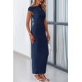 thumbnail image 4 of Vestido PRETTYGARDEN 2025 Maxi sin mangas de un solo hombro azul marino M, 4 of 8