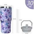 thumbnail image 2 of 30 oz Purple Butterfly Tumbler with Handle and Filp Straw, Stainless Steel Cup with Lid and Straw, Travel Coffee Mug Insulated Water Bottle,Christmas Birthday Mothers Day Gifts for Women Animal Lovers, 2 of 6