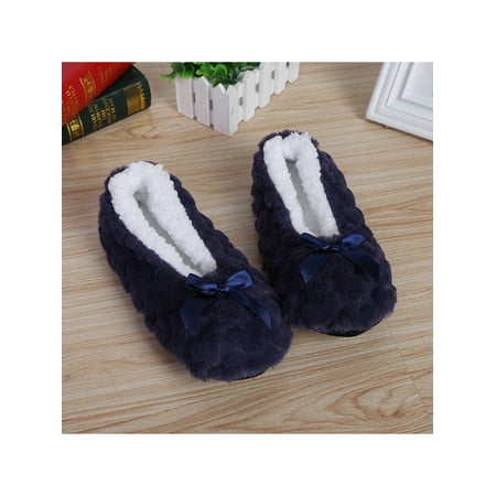 

Ymiytan 1/2Pair Women’s Soft Sole Warm Slipper w/ Grippers Winter House Bedroom Ballerina Slippers