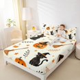 thumbnail image 3 of Homewish Witch Pumpkin Cat Queen Sheets for Kids, Cream Magic Broom Book Fall Leaf Queen Sheet Sets, 4 Pieces, 1 Flat Sheet, 1 Fitted Sheet and 2 Pillowcases, 3 of 5