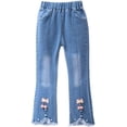 thumbnail image 3 of LNICEAR Niños Niñas Jeans Casual Color Sólido Volantes Bell-Bottoms Pantalones De Mezclilla Mediados De Cintura Acampanados Pantalones, 3 of 5