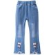 thumbnail image 3 of LNICEAR Niños Niñas Jeans Casual Color Sólido Volantes Bell-Bottoms Pantalones De Mezclilla Mediados De Cintura Acampanados Pantalones, 3 of 5