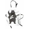 thumbnail image 1 of Bear Apron Funny Character Musician with Guitar and Hand Gesture Grunge Retro Rock n Roll, Unisex Kitchen Bib Apron with Adjustable Neck for Cooking Baking Gardening, Dark Taupe White, by Ambesonne, 1 of 3
