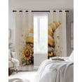 thumbnail image 4 of Yellow Gnomes Blackout Curtains for Bedroom Living Room Darkening Curtains 84 Inch Length 2 Panels Set Sunflower Botanical Line Retro Pastoral Window Curtain Window Treatment Grommet Drapes 42"x84", 4 of 9