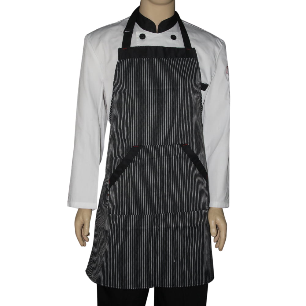 Adults Leather Strip Fastened Bib Apron Unisex Chef Bar Cooking Work Wear Apron 