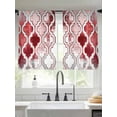 thumbnail image 2 of Red Morocco Sheer Curtains 45 Inch Length 2 Panels Set, Semi Transparent Voile Rod Pocket Curtains for Living Dining Room Bedroom Drapes Rustic Country Smear Street Mottled Art, 2 of 6