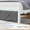 thumbnail image 6 of Hijob Full Size Bed Frame for Boys/Kids with 2-Tier Storage Headboard, Velvet Upholstered Platform Bed with 2 Storage Drawers, Built in Charging Station & LED, Gray, 6 of 13