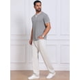 thumbnail image 5 of DARING DIVA Men's Henley V-Neck Colorblock Button Down Short Sleeve T-Shirt M Light Gray, 5 of 7
