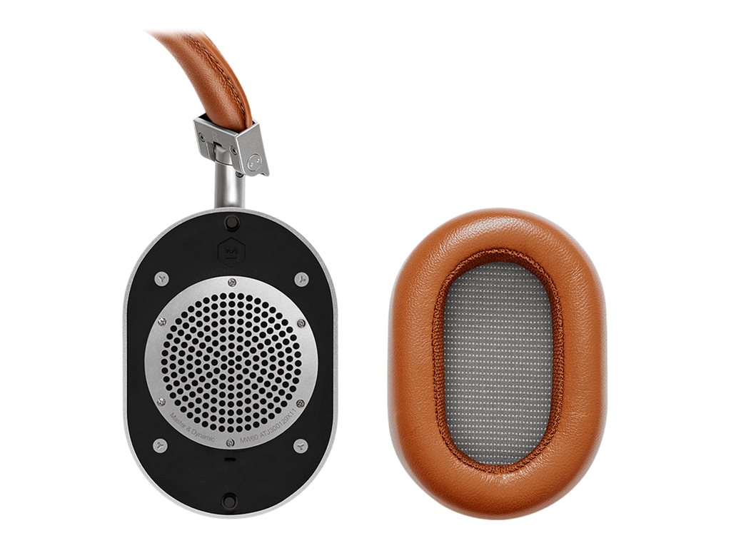 Master & Dynamic MW60 - Headphones with mic - full size - Bluetooth -  wireless - brown, silver metal