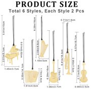 12Pcs Brass Bookmarks Musical Instrument Page Clips Book Marks Notebook Darts Book Markers with Tassel for Reading School Work Book